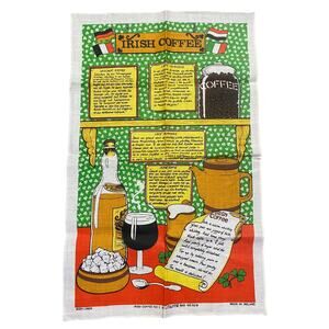 Irish Coffee Tea Towel Linen Made in Ireland 29.5" x 18.5" NEW